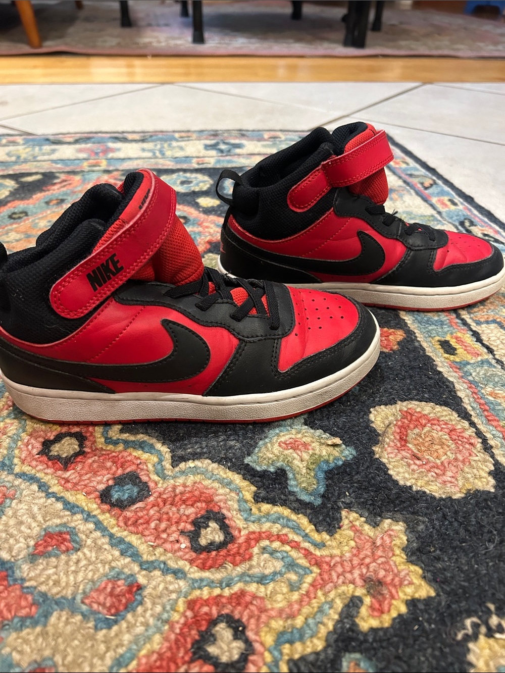 Nike Kids Red and Black High-Top Sneakers